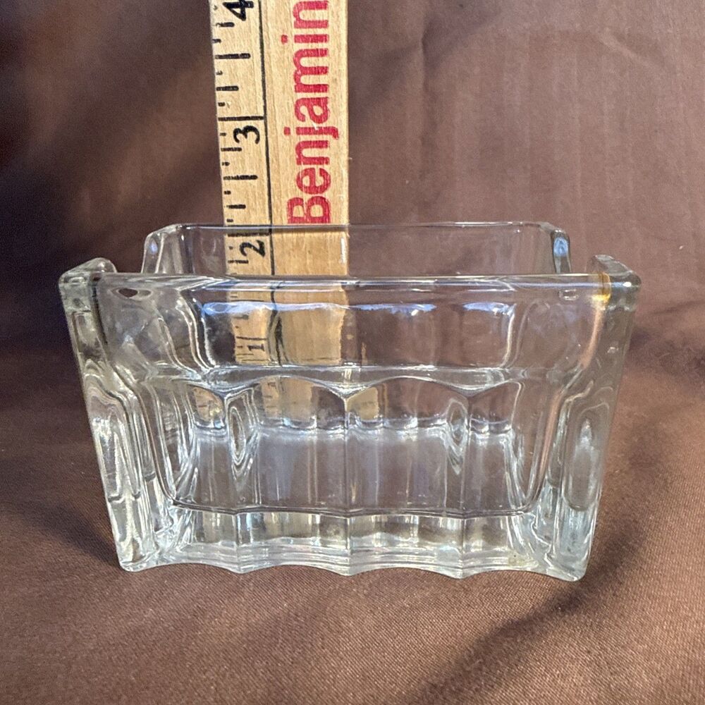 Sugar Packet Holder Clear Glass Ribbed Sweetener Caddy Diner Restaurant Table - Picture 5 of 5